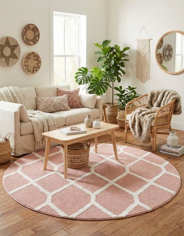 Pink Boho Round Rug