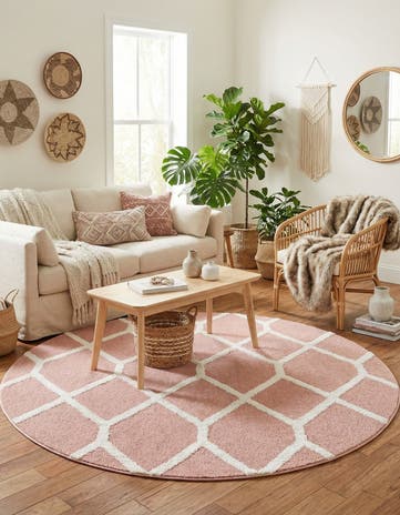 Pink Boho Round Rug