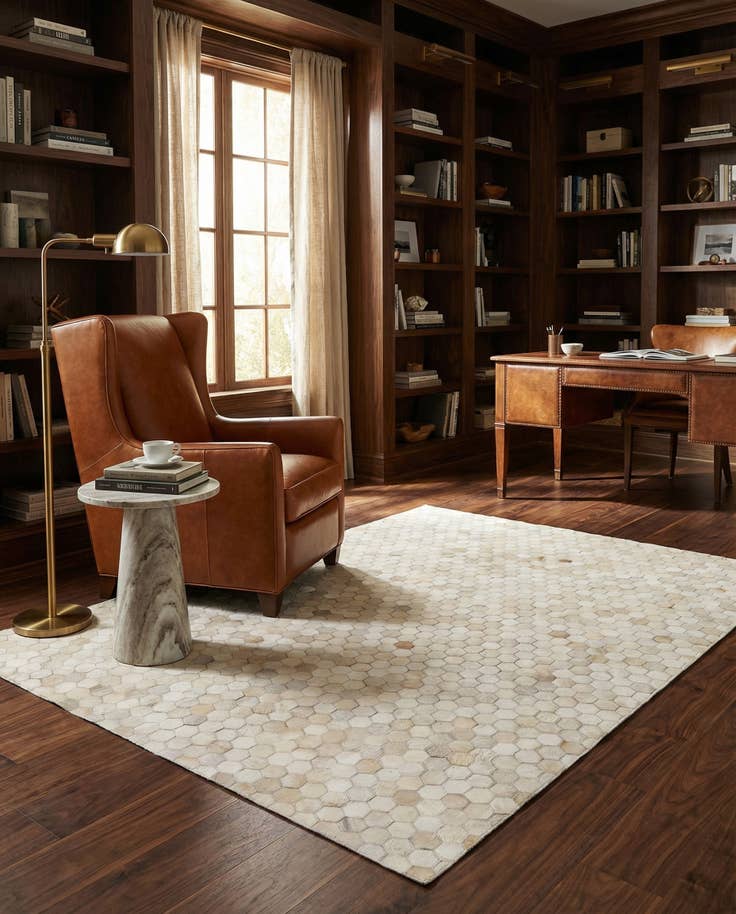 Detail image of 4' 10 x 7' 10 Cowhide Stocks Rug