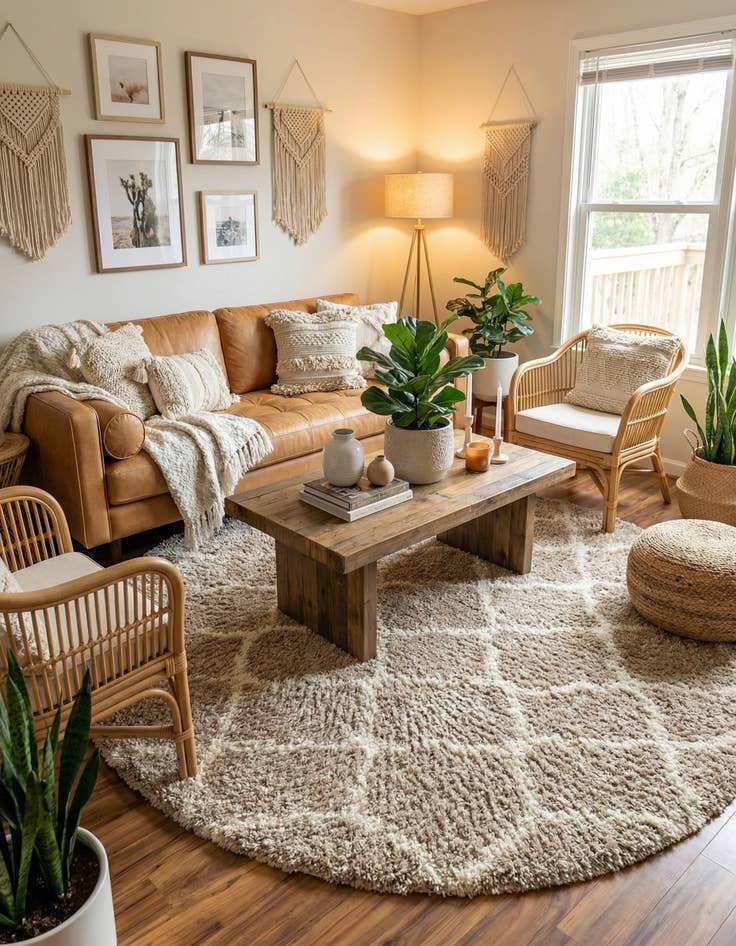 Detail image of 10' x 10' Moroccan Trellis Shag Round Rug