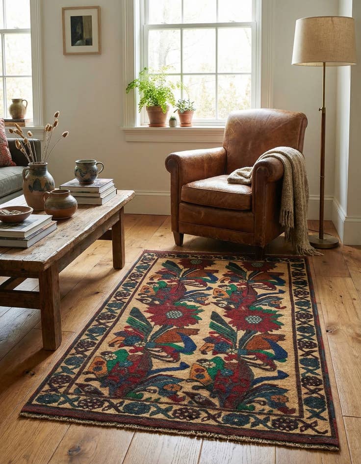 Detail image of  3' x 4' 8  Hand Knotted Sumak Wool Rug