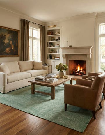 Green Hand Woven Jill Zarin English Manor Farmhouse Wool Rug