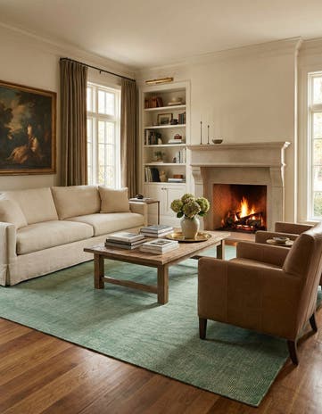 Green Hand Woven Jill Zarin English Manor Farmhouse Wool Rug