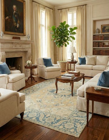 7' 2 x 10' 3 Hand Knotted Peshawar Ziegler Wool Rug