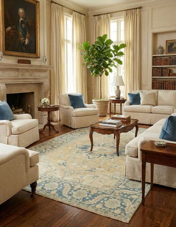 7' 2 x 10' 3 Hand Knotted Peshawar Ziegler Wool Rug