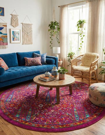Pink Calypso Round Rug
