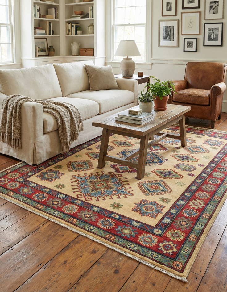 Detail image of 4' x 5' 7  Hand Knotted Kazak Rug