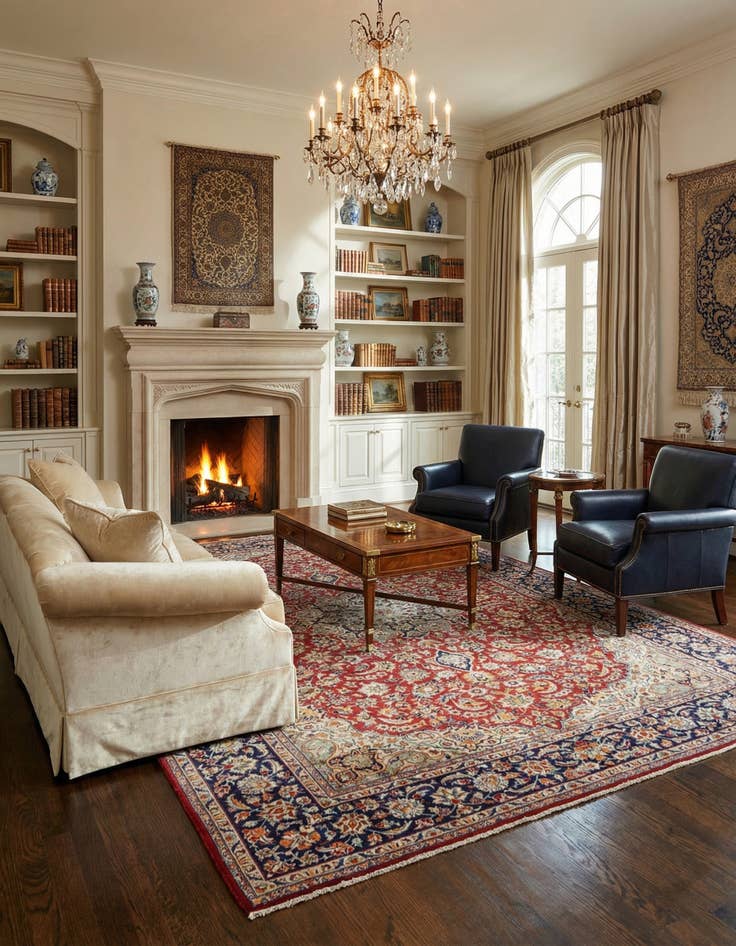 Detail image of 9' 10 x 13' 3  Hand Knotted Isfahan Persian Wool Rug