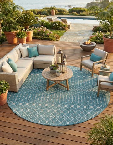 10' 8 x 10' 8 Easy-Clean Lattice Indoor / Outdoor Round Rug