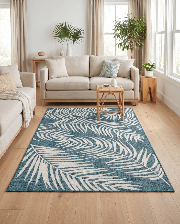 Detail image of 4' x 6' Easy-Clean Botanical Indoor / Outdoor Rug