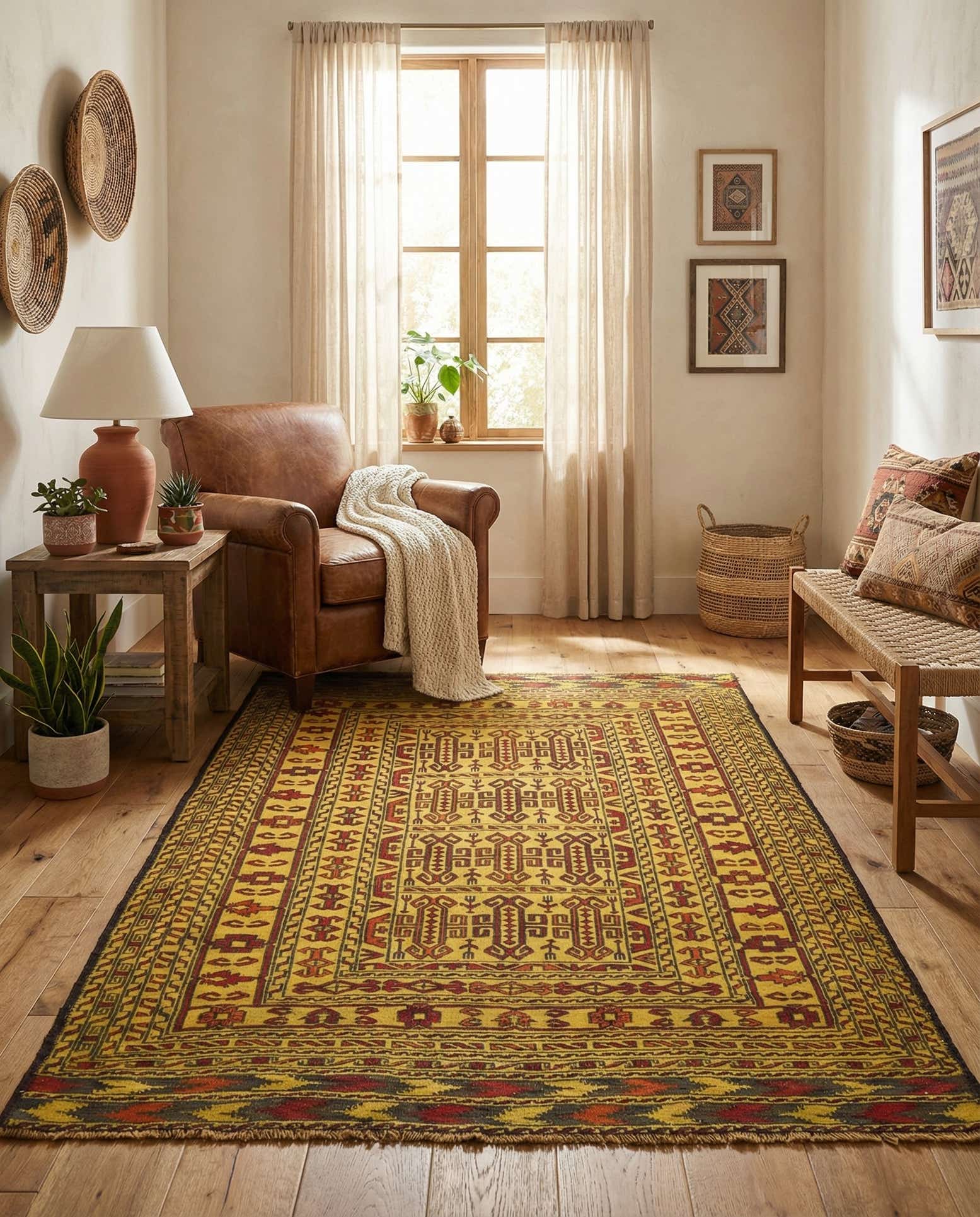 4' x 6' 5 Hand Woven Kilim Afghan Wool Rug