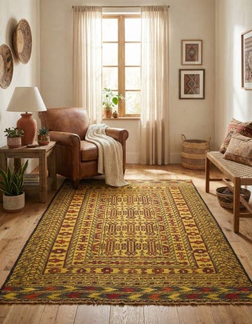 4' x 6' 5 Hand Woven Kilim Afghan Wool Rug