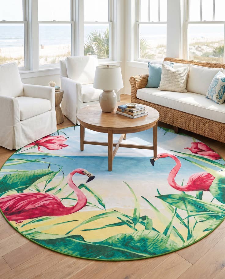 Detail image of 7' 10 x 7' 10 Easy-Clean Jill Zarin Caribbean Indoor / Outdoor Round Rug
