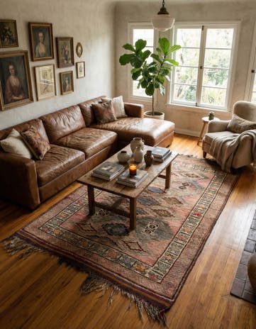 4' 7 x 8' Hand Knotted Hamedan Persian Wool Rug