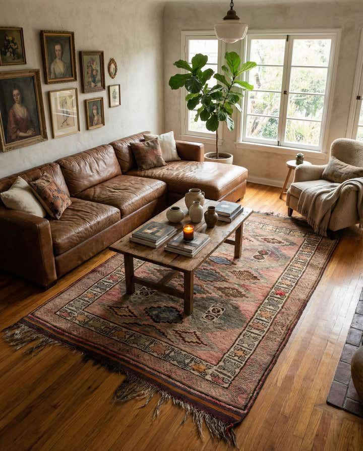 4' 7 x 8' Hand Knotted Hamedan Persian Wool Rug