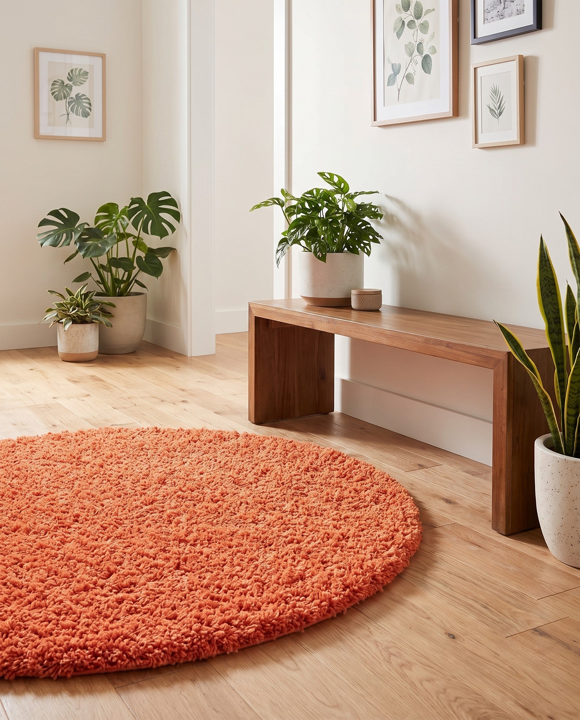 4' x 4' Solid Shag Round Rug