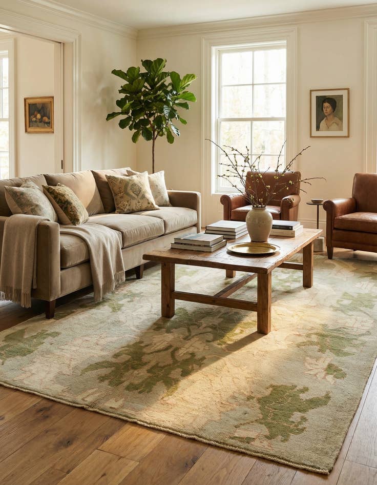 Detail image of 6' 6 x 10' 8  Hand Knotted Oushak Wool Rug