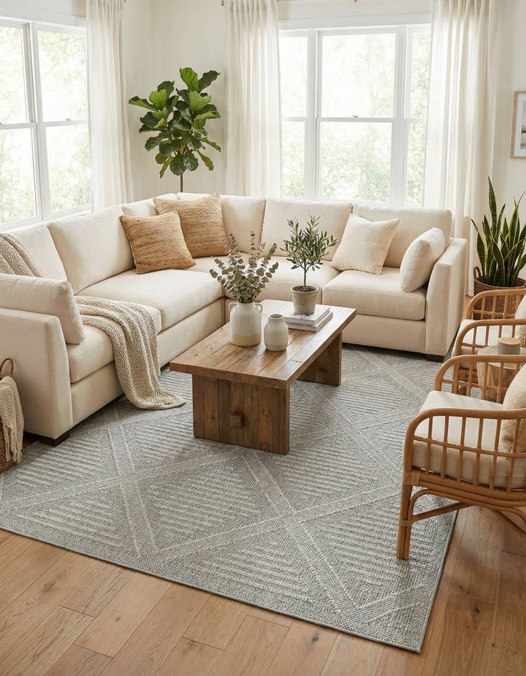 Detail image of 7' 10 x 10' Easy-Clean Trellis Indoor / Outdoor Rug