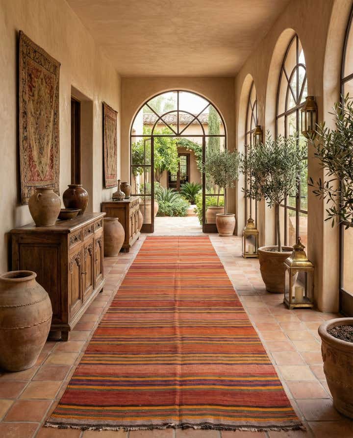 4' 7 x 14' 8 Hand Woven Kilim Fars Wool Runner Rug