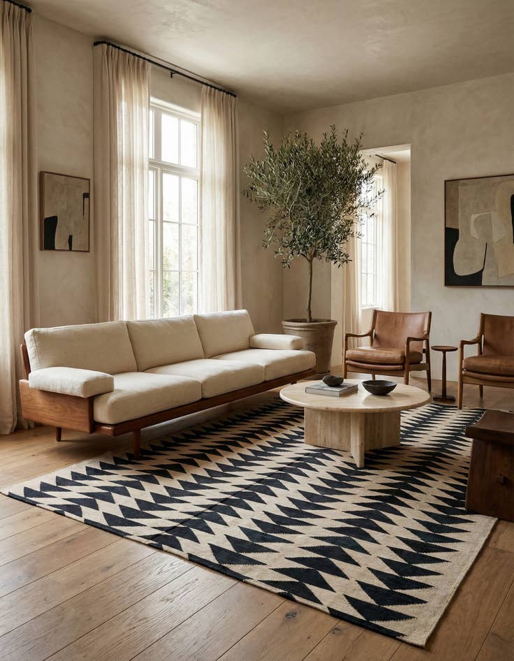 Detail image of 6' 11 x 9' 6  Hand Woven Kilim Modern Wool Rug