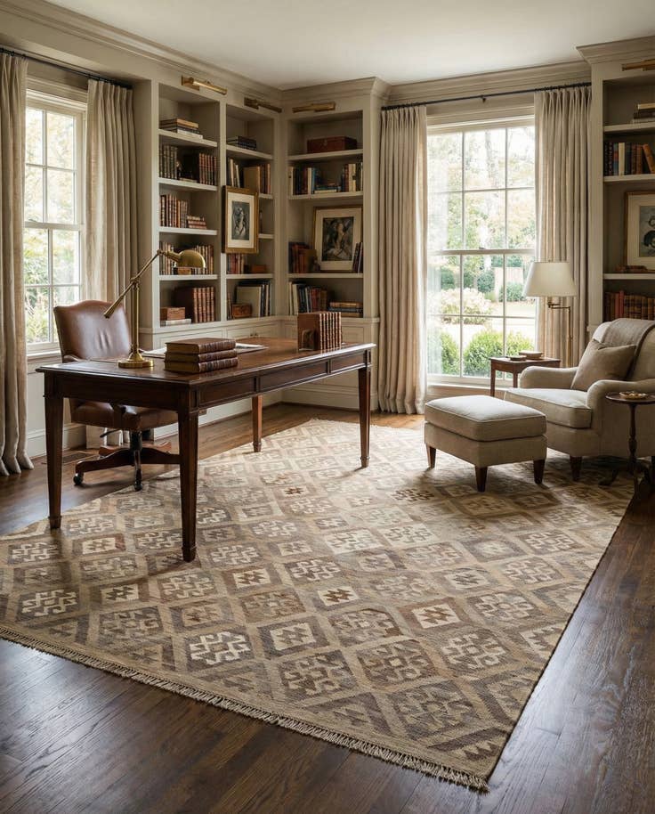 Detail image of 6' 9 x 10' Hand Knotted Kilim Maymana Wool Rug