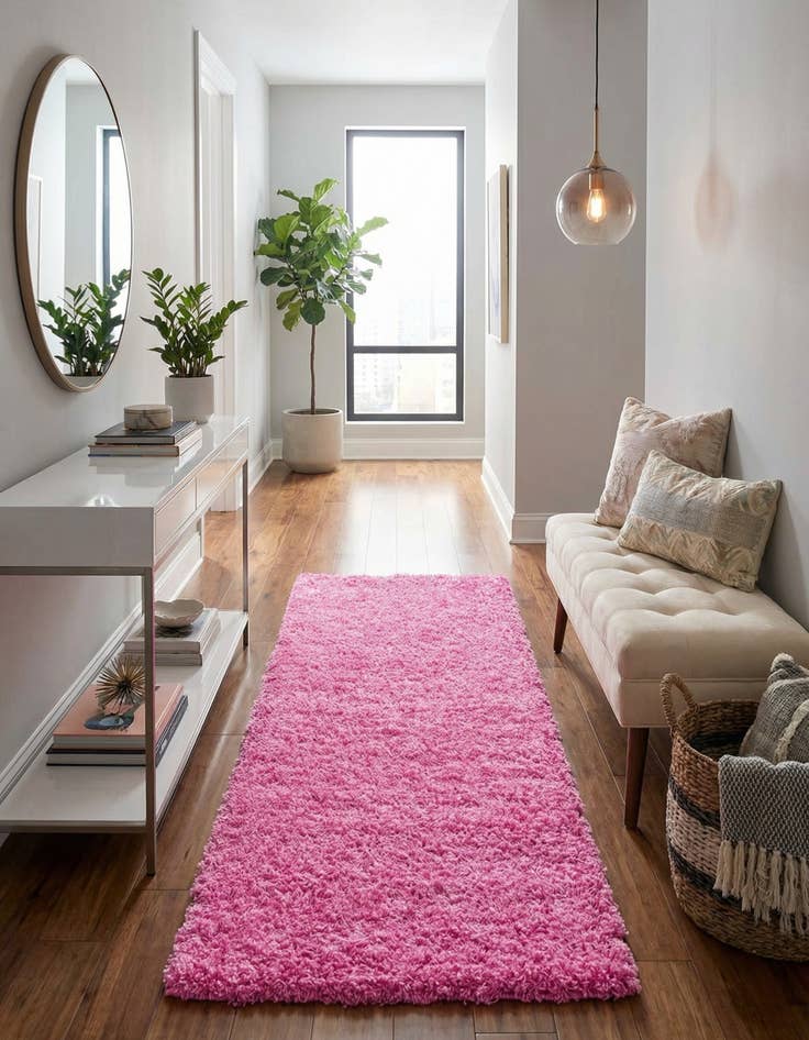 Detail image of  2' 7 x 16' 5 Solid Shag Runner Rug