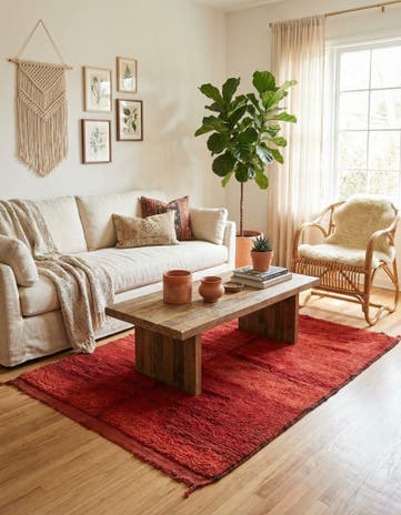 4' x 5' 3 Hand Knotted Moroccan Wool Rug