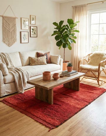 4' x 5' 3 Hand Knotted Moroccan Wool Rug