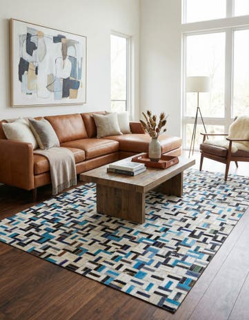 5' x 8' Cowhide Leather Rug
