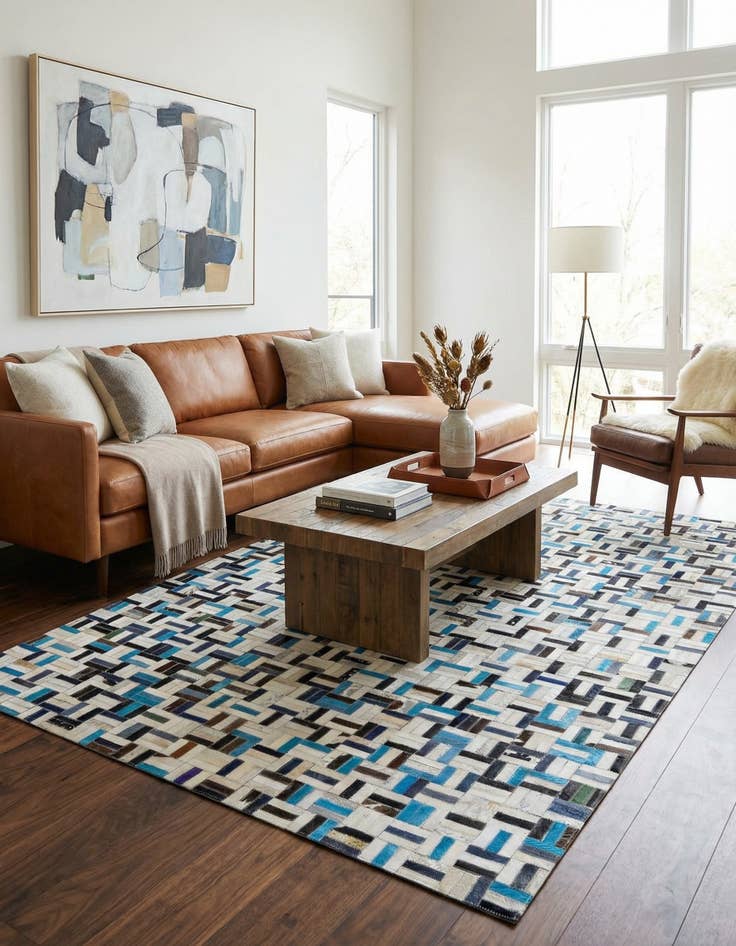 Detail image of  5' x 8' Cowhide Leather Rug