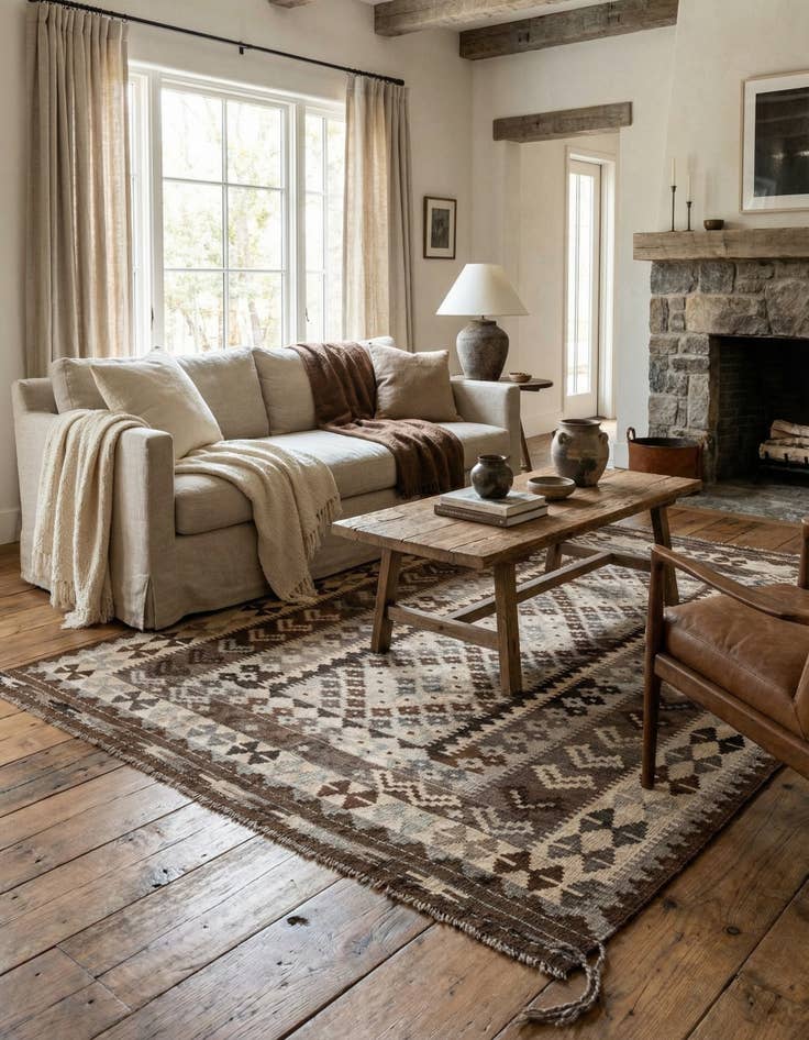 Detail image of 5' x 6' 7 Hand Woven Kilim Maymana Wool Rug