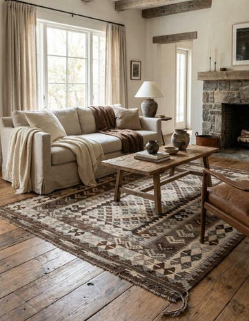 5' x 6' 7 Hand Woven Kilim Maymana Wool Rug