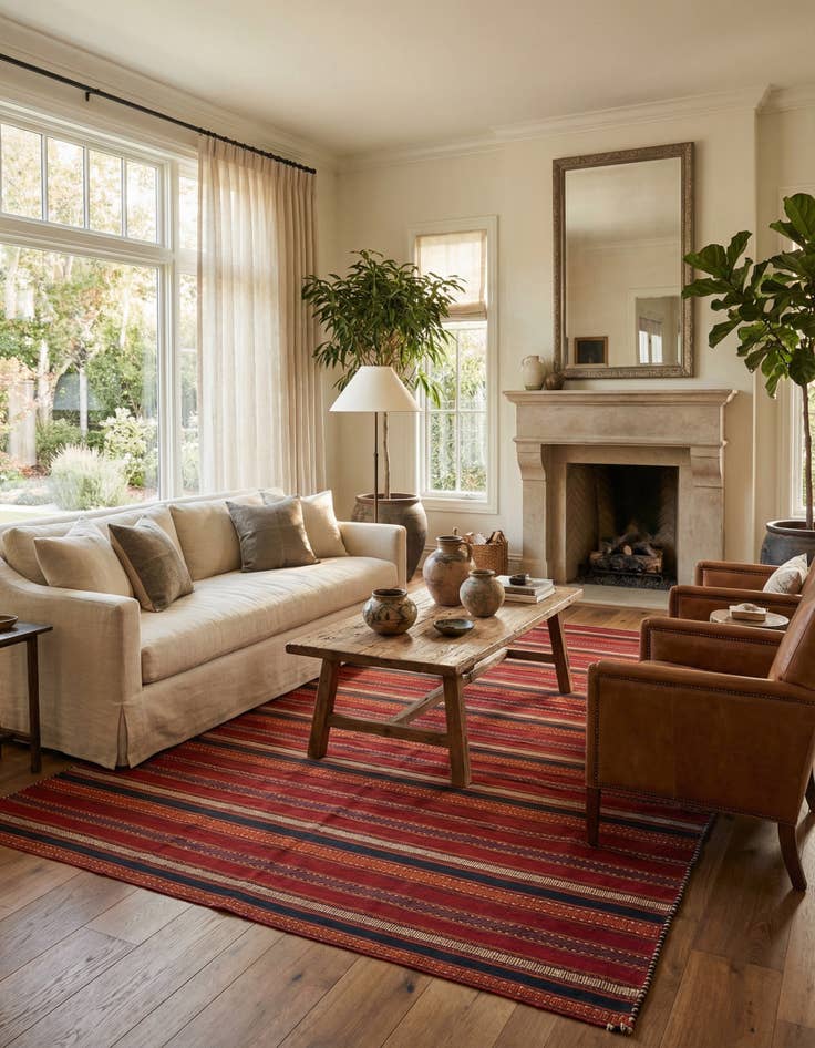 Detail image of 5' 9 x 11' 8  Hand Knotted Kilim Fars Persian Wool Runner Rug