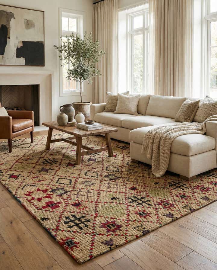 6' 2 x 9' 7 Hand Knotted Moroccan Wool Rug