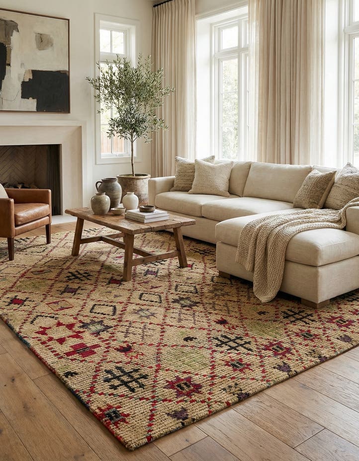 6' 2 x 9' 7 Hand Knotted Moroccan Wool Rug