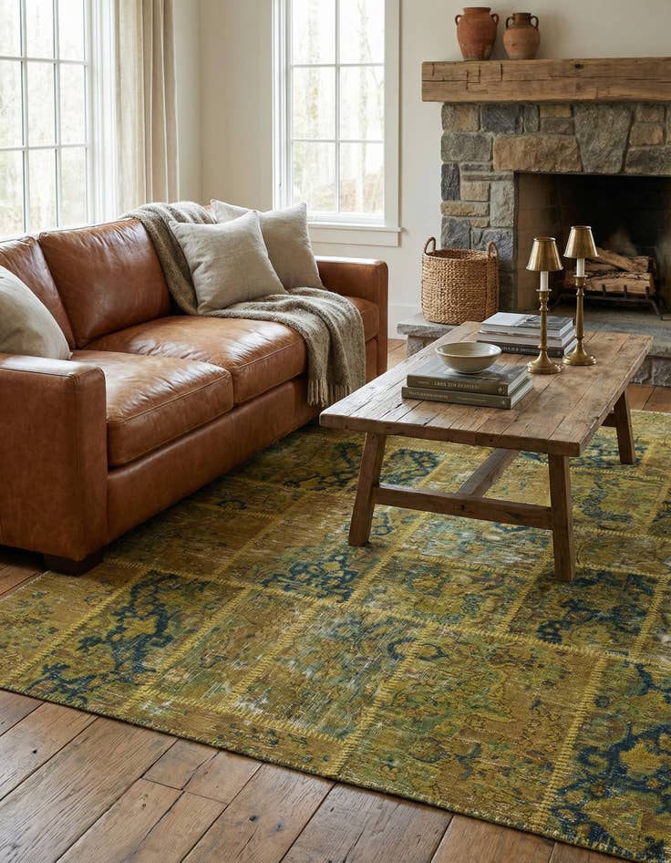 Detail image of 5' 8 x 7'  Hand Knotted Ultra Vintage Persian Wool Rug