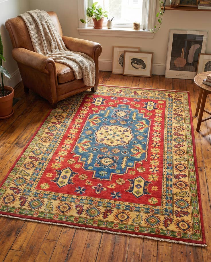 Detail image of 120cm x 170cm anudado a mano Kazak Alfombra