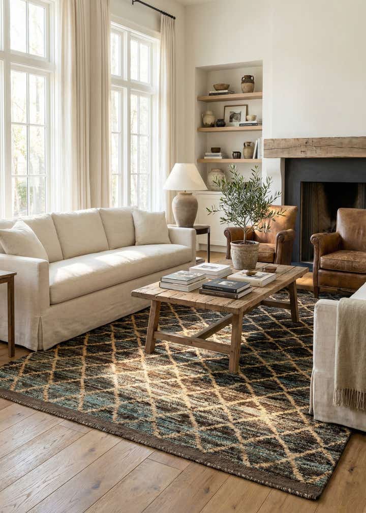 5' 6 x 7' 6 Hand Knotted Moroccan Wool Rug