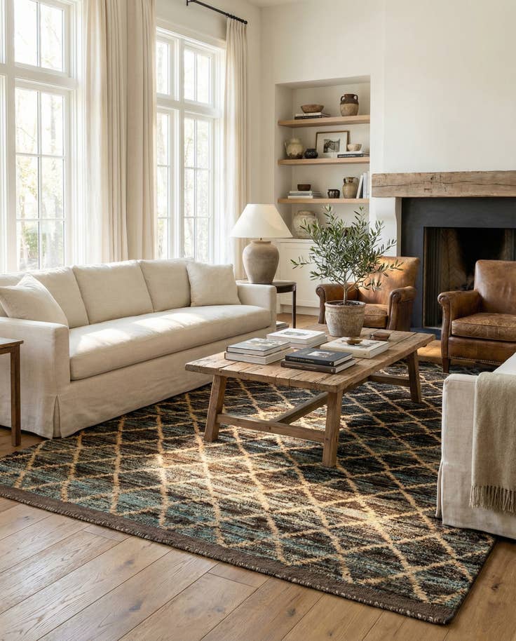 Detail image of 5' 6 x 7' 6 Hand Knotted Moroccan Wool Rug