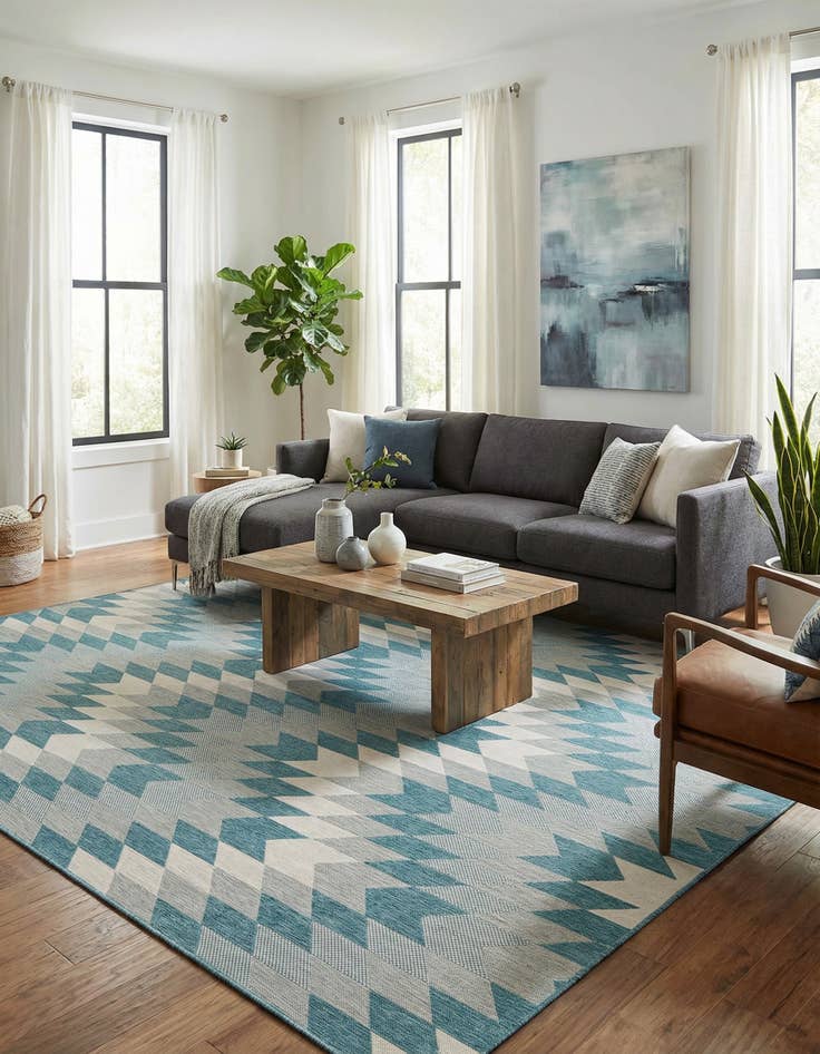 Detail image of  10' x 14'  Washable Modern Indoor / Outdoor Rug