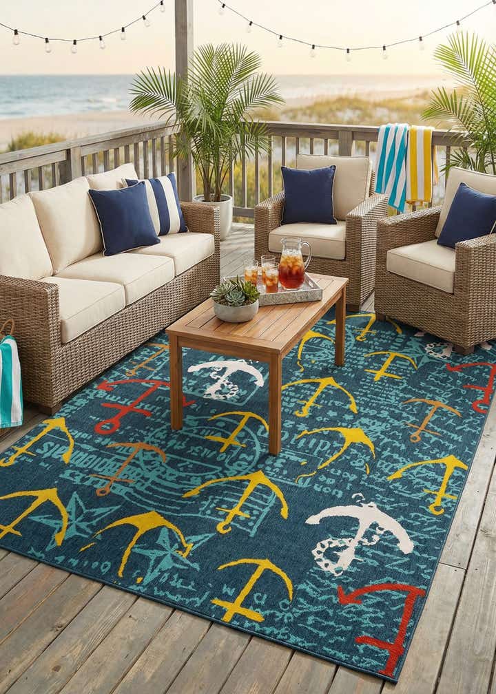 7' 10 x 10' Easy-Clean Coastal Indoor / Outdoor Rug