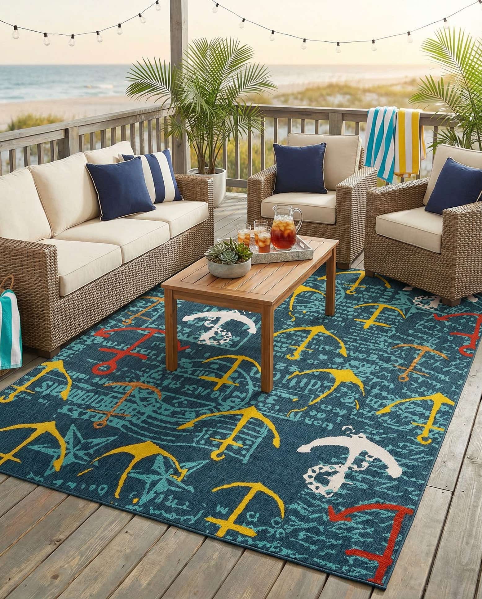 7' 10 x 10' Easy-Clean Coastal Indoor / Outdoor Rug