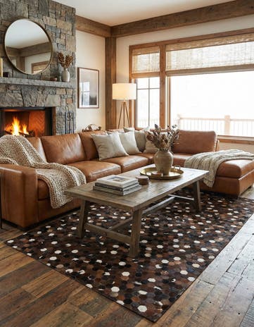 5' 1 x 8' 1 Cowhide Leather Rug