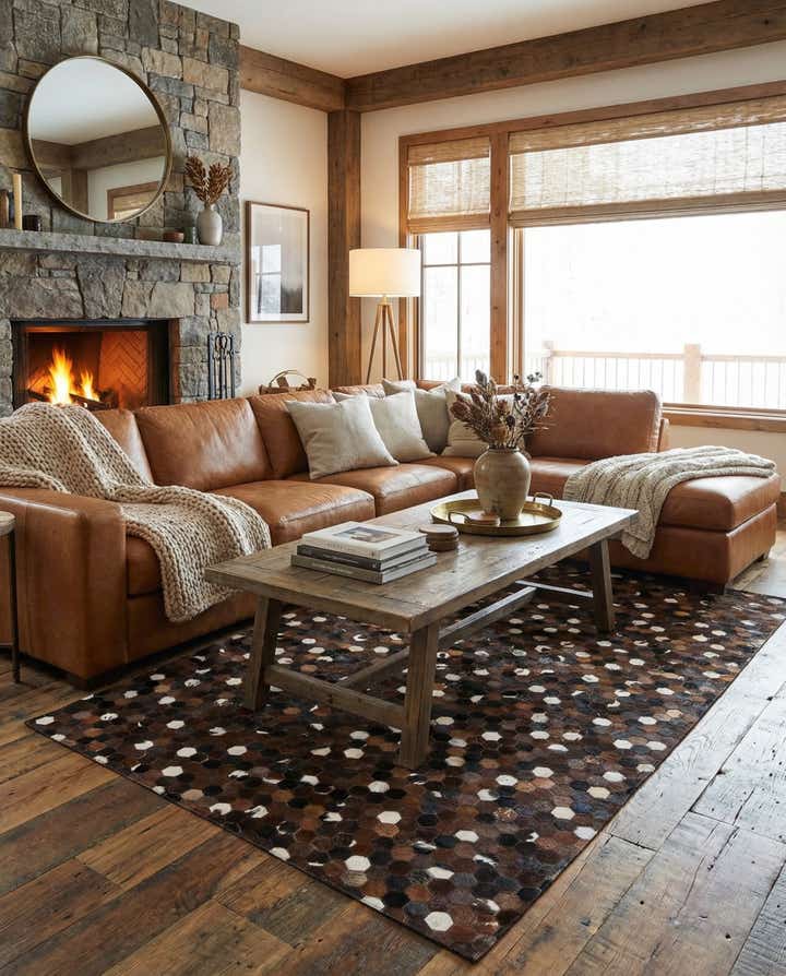 5' 1 x 8' 1 Cowhide Leather Rug