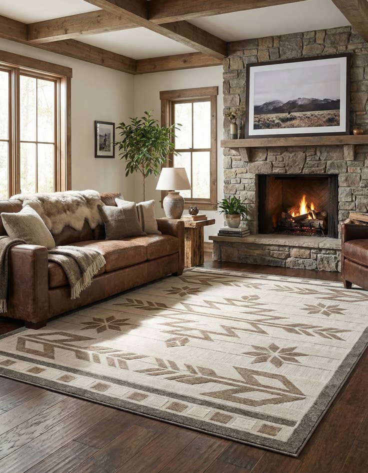 Detail image of 7' 10 x 11' Easy-Clean Modern Indoor / Outdoor Rug
