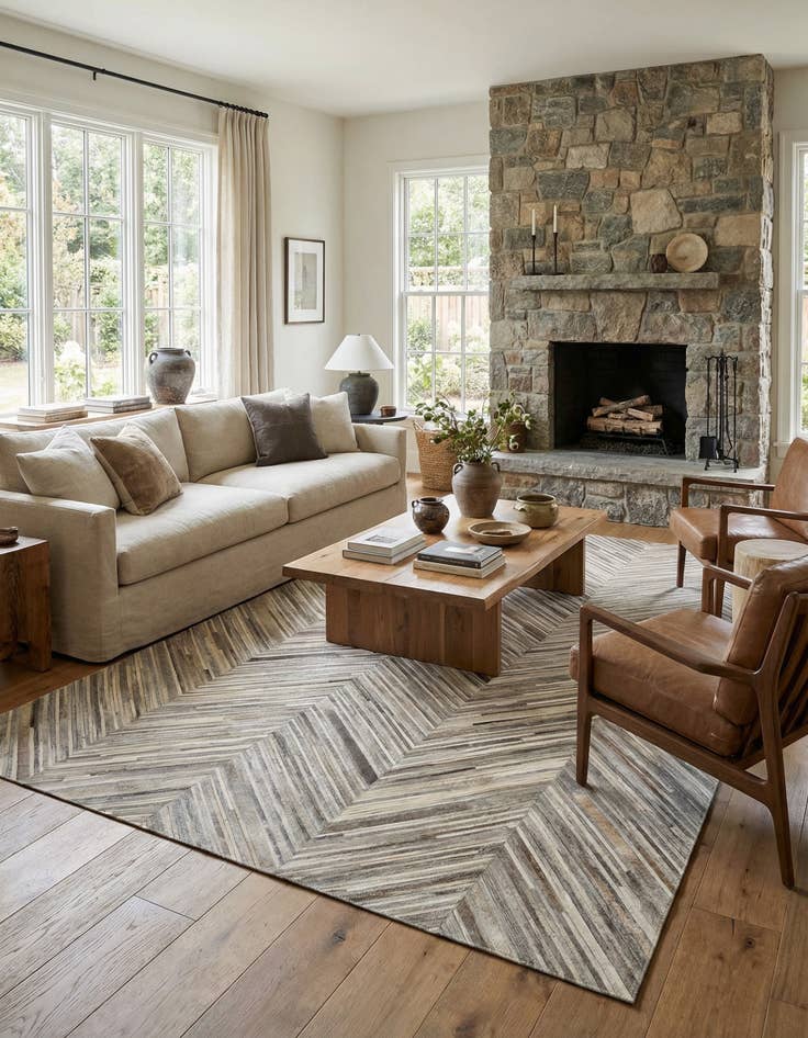 Detail image of  5' 6 x 9' 7 Cowhide - Patchwork Rug