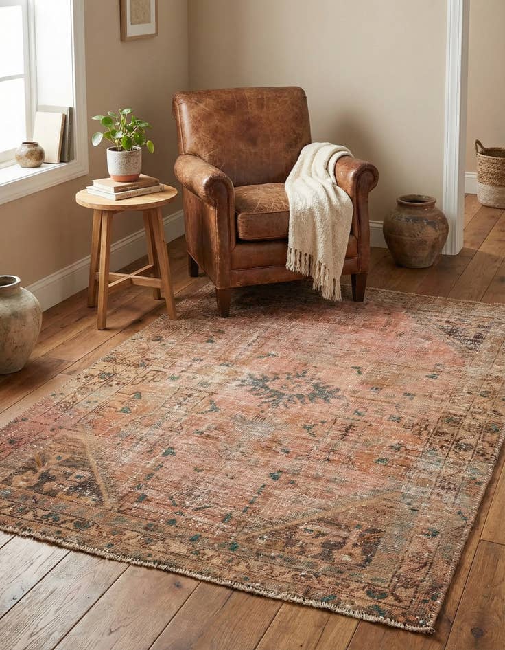 Detail image of  4' 2 x 5' 10  Hand Knotted Ultra Vintage Persian Wool Rug