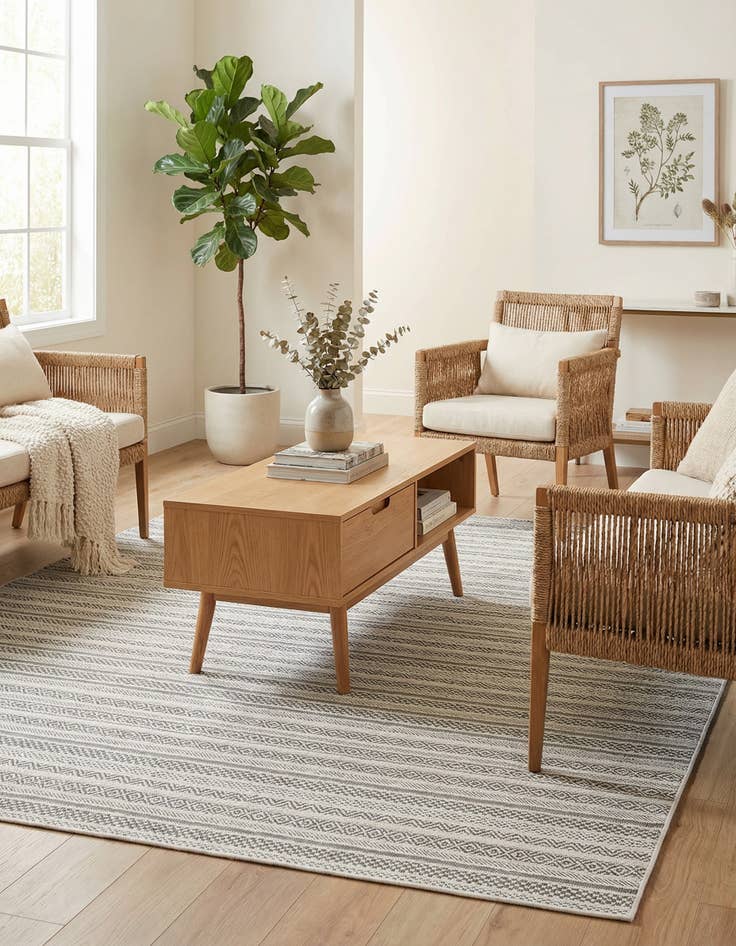 Detail image of 6' x 9' Easy-Clean Striped Indoor / Outdoor Rug