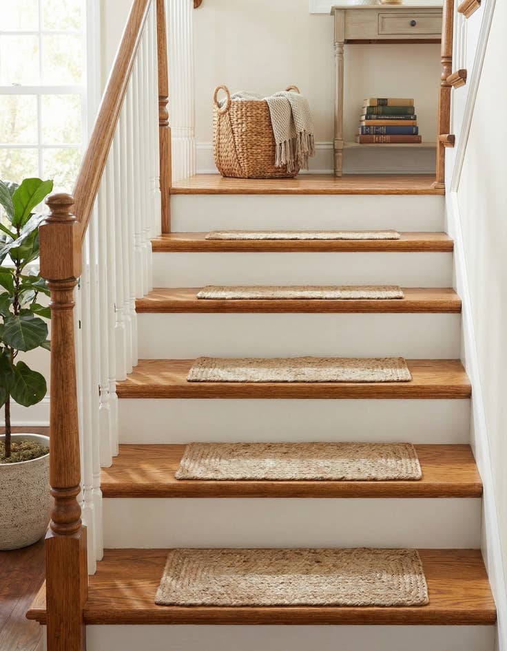 Detail image of 0' 9 x 2' 6  Hand Braided Jute Stair Rug