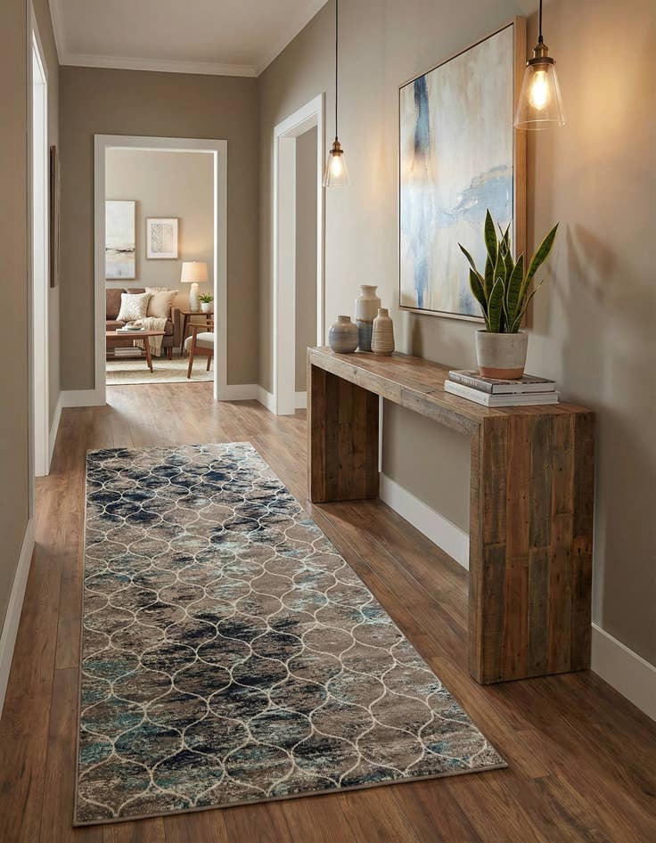 Detail image of 8' x 17' Trellis Frieze Runner Rug